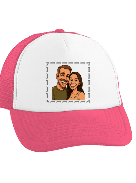 Karikatúra z vlastnej fotky šiltovka truckerka Fluorescent Pink cap
