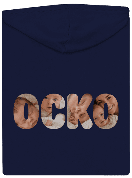 Nápis ocko z vlastných fotiek pánska mikina na zips Navy