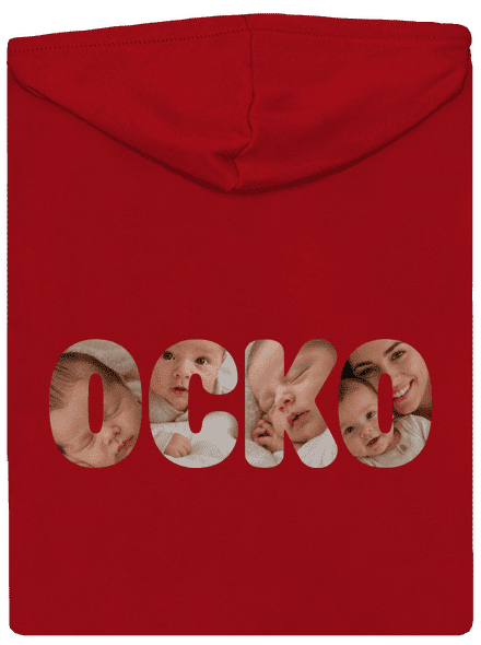 Nápis ocko z vlastných fotiek pánska mikina na zips Red