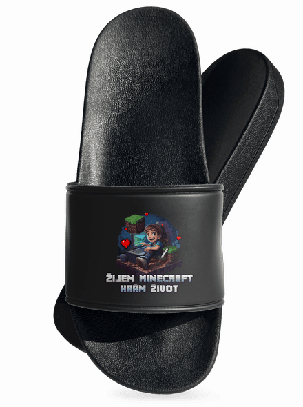Žijem Minecraft šľapky Black