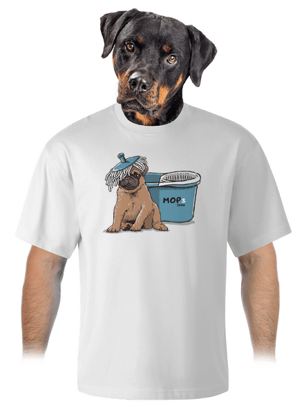 Mops unisex tričko oversized White