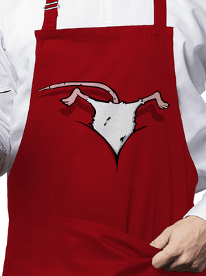 Myš vo výstrihu zástera Red