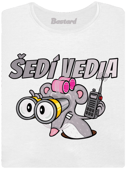 Šedí vedia - myš dámske tričko s lemom White