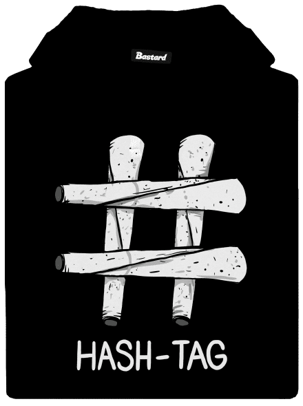 Hash tag pánska mikina klokanka Black