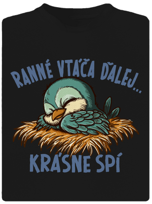 Ranné vtáča spí pánske športové tričko Black