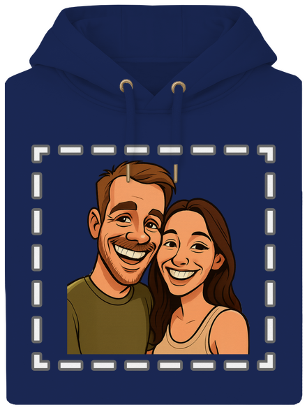 Karikatúra z vlastnej fotky unisex mikina premium Navy