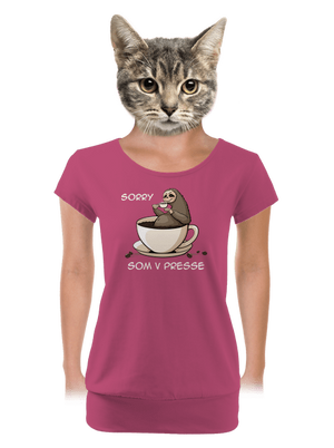 V presse dámske tričko s lemom Magenta