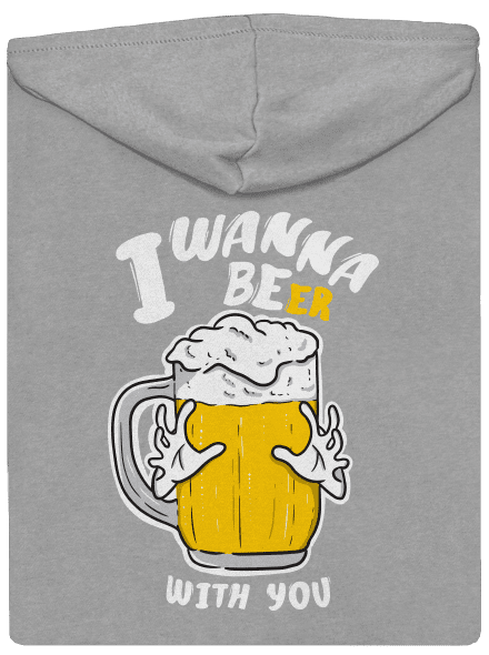 I wanna beer pánska mikina na zips Light Melange