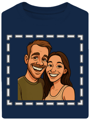 Karikatúra z vlastnej fotky unisex tričko oversized Midnight Blue