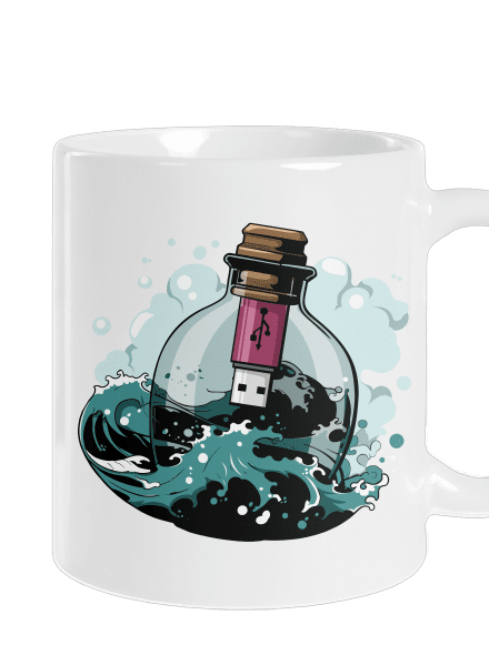 USB odkaz vo fľaši klasický hrnček White