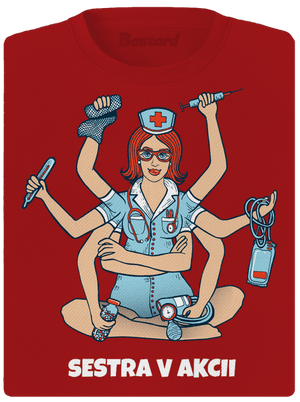 Sestra v akcii dámske športové tričko Red Mal