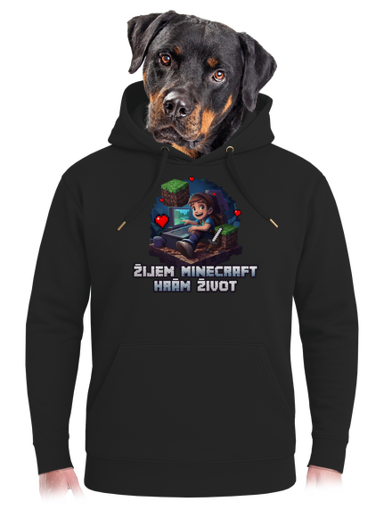 Žijem Minecraft unisex mikina premium Dark Black