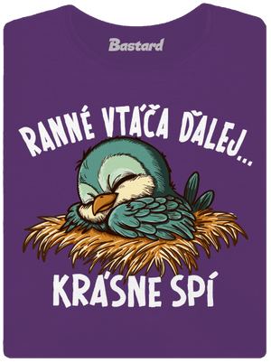 Ranné vtáča spí dámske tričko prémium Purple