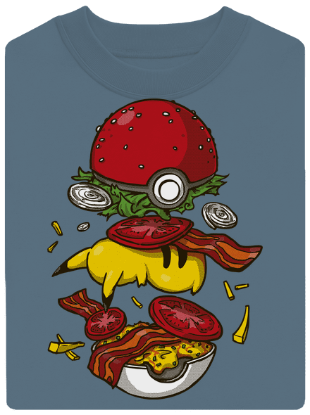 Pokémon burger unisex mikina bez kapucne Nordic Blue