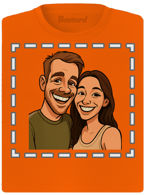 Karikatúra z vlastnej fotky dámske športové tričko Neon Orange