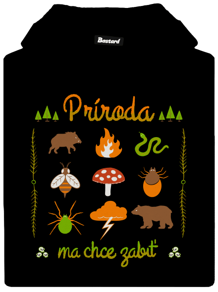 Príroda ma chce zabiť pánska mikina klokanka Black