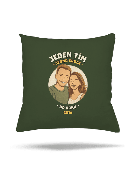 Jeden tím z vlastnej fotky vankúš Olive Green