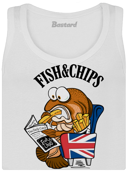 Fish and chips dámske tielko klasické White