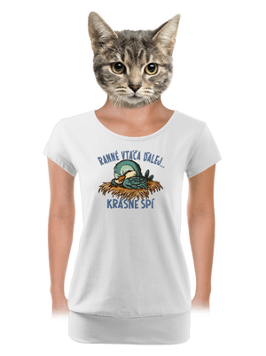 Ranné vtáča spí dámske tričko s lemom White