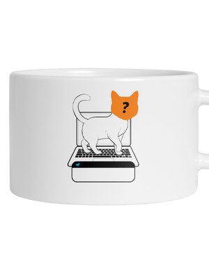 Mačka na klávesnici hrnček makronka White