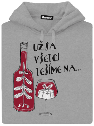 Vianoce vo víne pánska mikina klokanka Light Melange