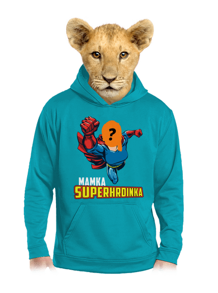 Mamka superhrdinka detská mikina klokanka Hawaiian Blue
