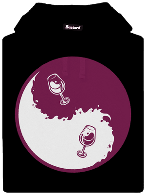 Jin Jang víno pánska mikina klokanka Black