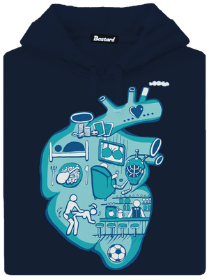 Srdce bije pre pánska mikina klokanka Navy