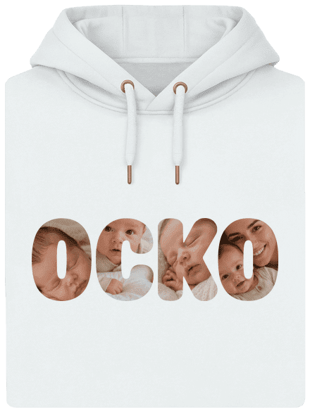 Nápis ocko z vlastných fotiek unisex mikina premium Snowwhite