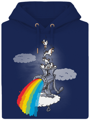 Ako vzniká dúha unisex mikina premium Navy