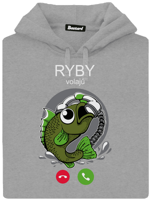 Ryby volají pánska mikina klokanka Light Melange
