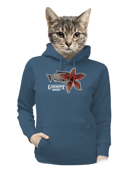 Lososový kvet dámska mikina klokanka Denim