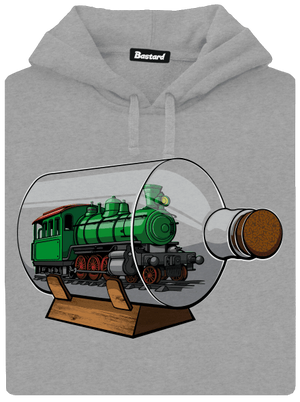 Lokomotíva vo fľaši pánska mikina klokanka Light Melange