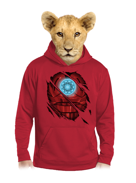 Ironman detská mikina klokanka Fire Red