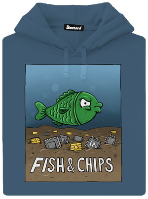 Fish and IT chips dámska mikina klokanka Denim