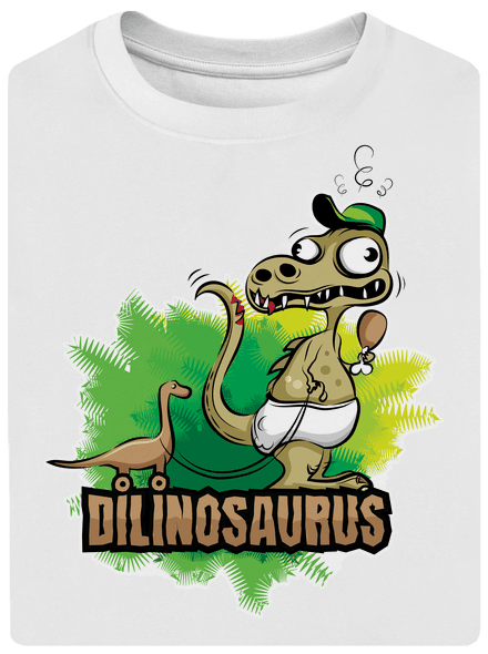 Dilinosaurus unisex tričko oversized White