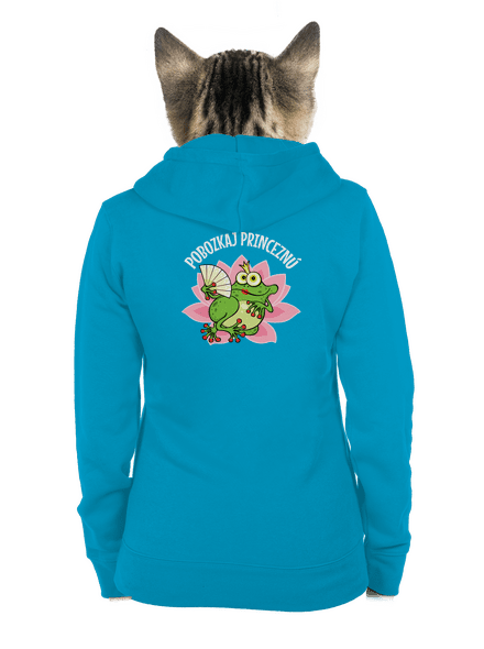 Pobozkaj princeznú a princa dámska mikina na zips Blue Atol