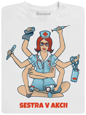 Sestra v akcii pánske dlhý rukáv White