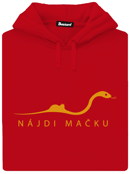 Nájdi mačku pánska mikina klokanka Red
