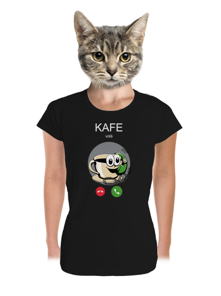 Kafe volá dámske tričko prémium Black