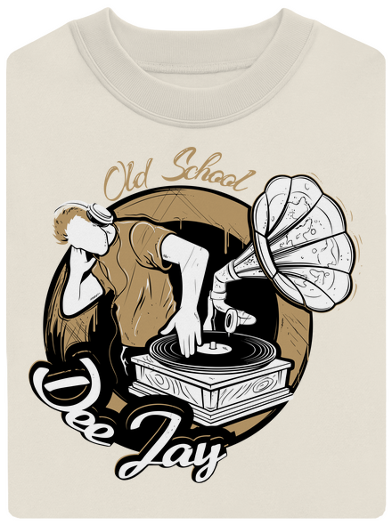 Old school DJ unisex mikina bez kapucne Off White