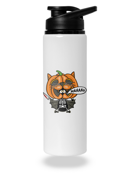 Halloweenská kočička flaša na vodu White