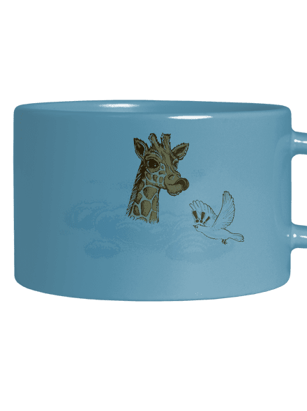 Žirafa v oblakoch hrnček makronka Blue Macaron