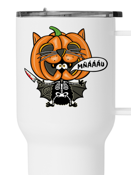 Halloweenská kočička termohrnček White