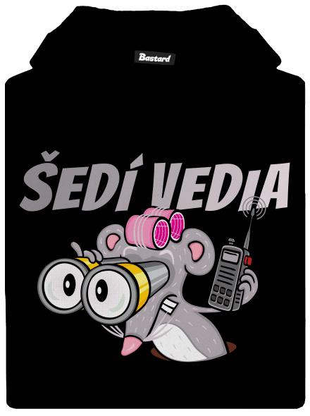 Šedí vedia - myš detská mikina klokanka Black