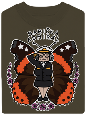Babička admirál unisex mikina bez kapucne Urban Khaki