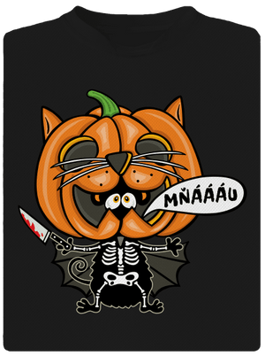 Halloweenská kočička pánske športové tričko Black