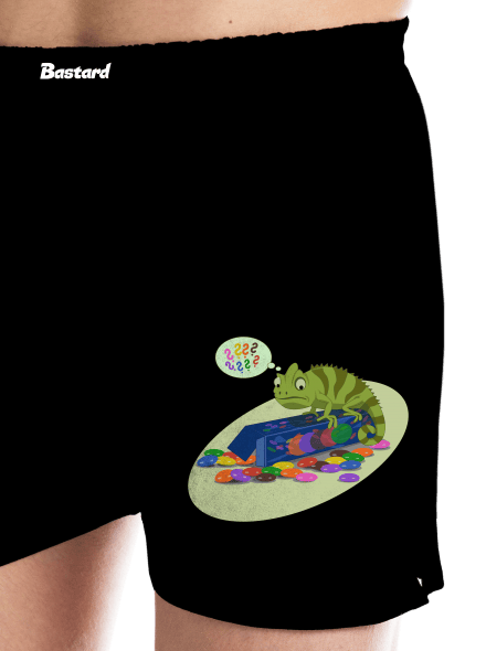 Zmätený chameleón pánske trenky Black