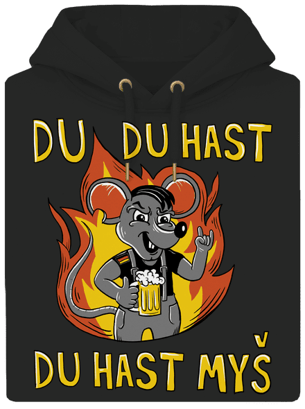 Du hast myš unisex mikina premium Dark Black