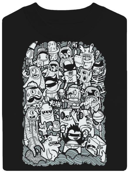 Doodle unisex mikina bez kapucne Black